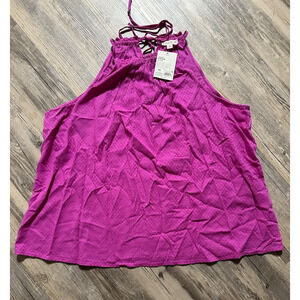 Knox Rose High Apron Neck Blouse Tank Top Magenta Pink Purple Womens Size XXL